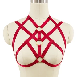 Red Body Harness Belt Elastic Adjust wedding Garter Belt Goth Sexy Lingerie Punk Crop Top Harness Fetish Bondage Body Cage