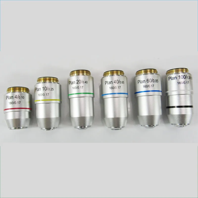 

4X 10X 20X 40X 60X 100X Plan Achromatic Microscope Objective Lens Biological Microscope Accessories Parts