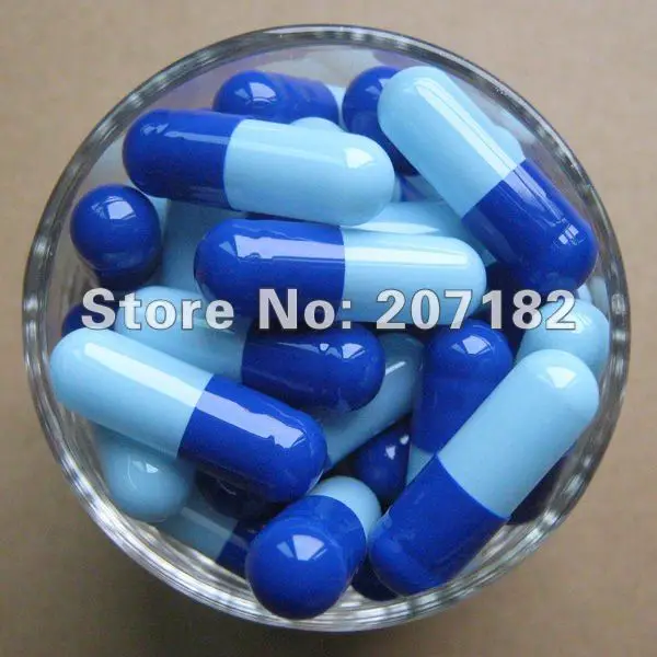 (10,000pcs/pack) cap and body separated 2#  hard gelatin empty capsule - colored dark blue/light blue