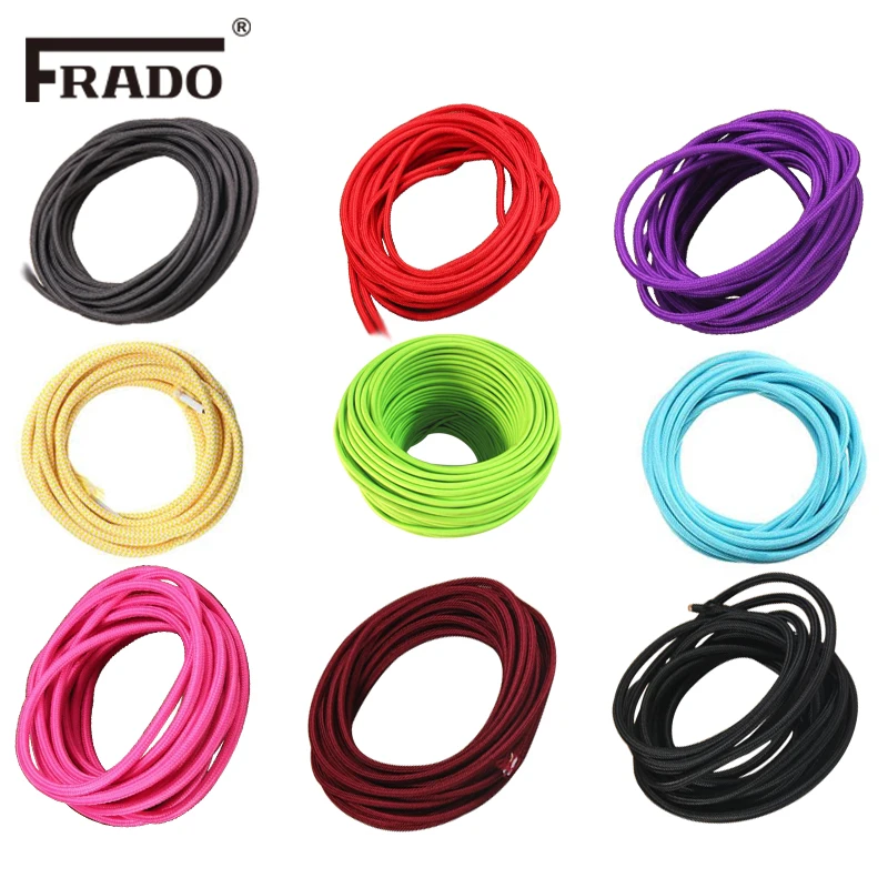 2*0.75mm Copper Cloth Covered Electrical Wire Vintage Style Lamp Cord Antique Decorative braided cable  10m