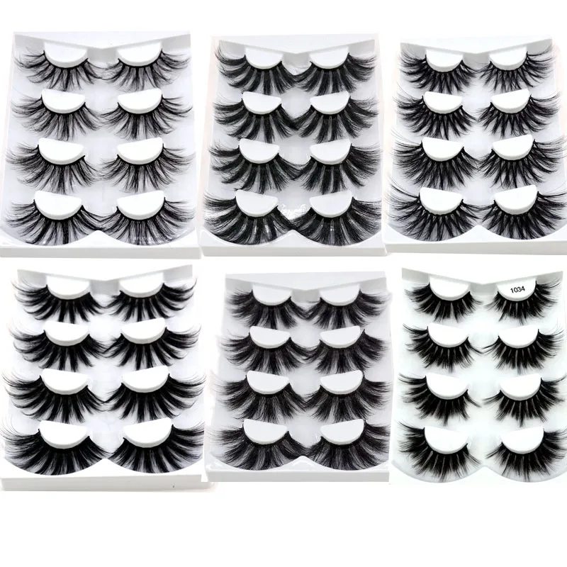 4/9 Pairs 3D Mink Hair False Eyelashes Criss-cross Wispy Cross Fluffy length 16-25mm Lashes Extension Handmade Eye Makeup Tools