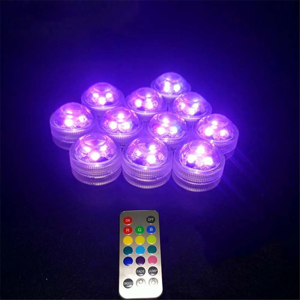 20Pcs*Submersible remote control tea led mini light table wedding decoration party supplies christmas underwater vase light