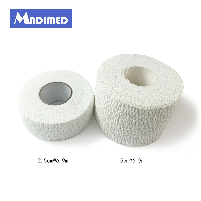 MADIMED 4Rolls/Lot  2.5cmx6.9m Cotton Elastic Adhesive Bandage Lightplast Light Weight Stretch Tape  Light EAB Finger Tape