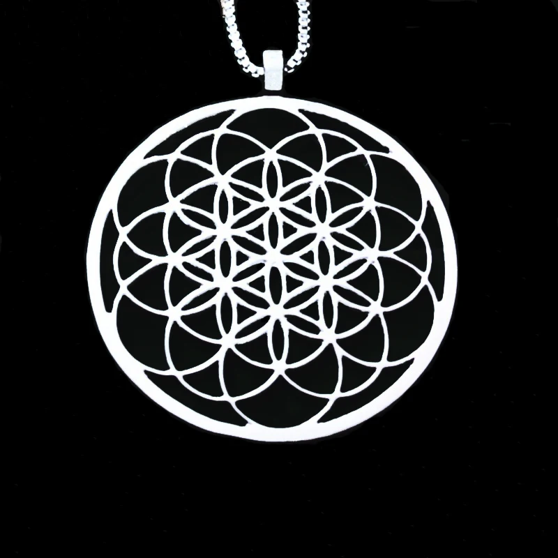 Seed Of Life Necklace  Geometric Pendant Sacred Geometry Flower of life necklaces & pendants With 60 cm box chain for women