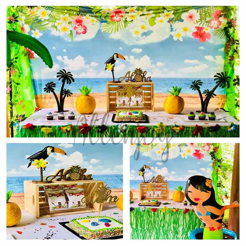 Allenjoy-Fondo de fotografía Tropical aloha para fiesta de cumpleaños, hawaiana, verano, playa, recién nacido, sesión fotográfica