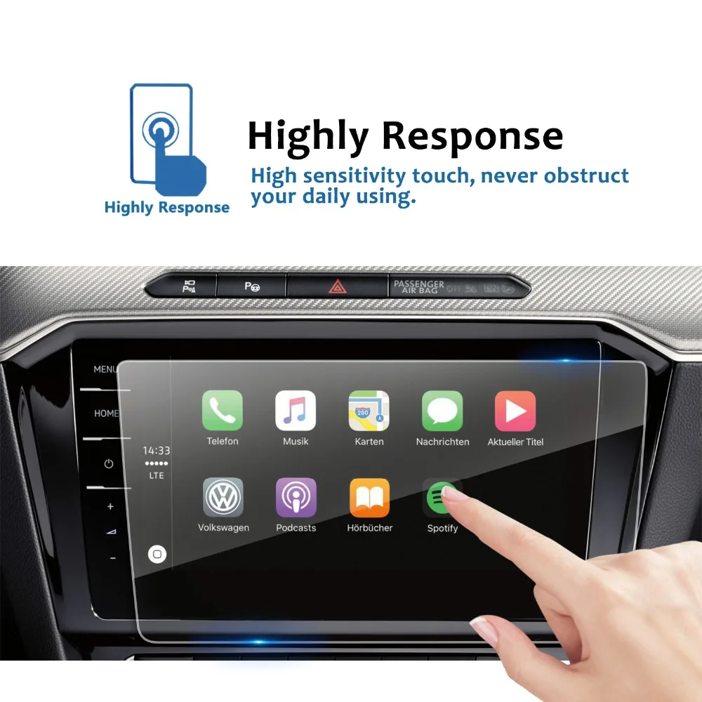 RUIYA Screen Protector For Passat B8 9.2 Inch 2018 Car Navigation Touch Center Display Screen Auto Interior Protect Accessories