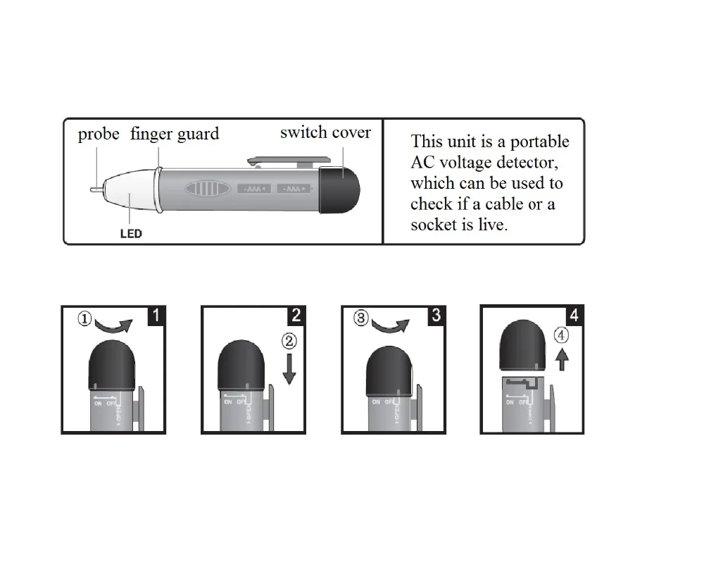 Non-Contact Voltage Tester 70-1000V AC Voltage Detector Blister Packaging LED Lights Voltage Measurement ALL SUN GK7