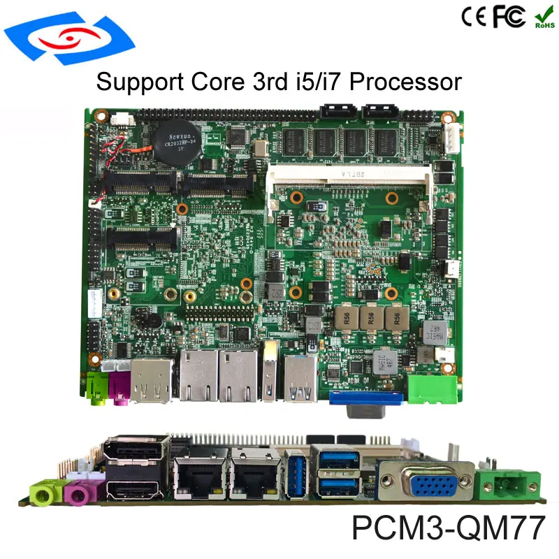 Best Seller Industrial Fanless Embedded Mini-ITX Motherboard With Intel QM77 Support DC Power Supply 3G/WIFI