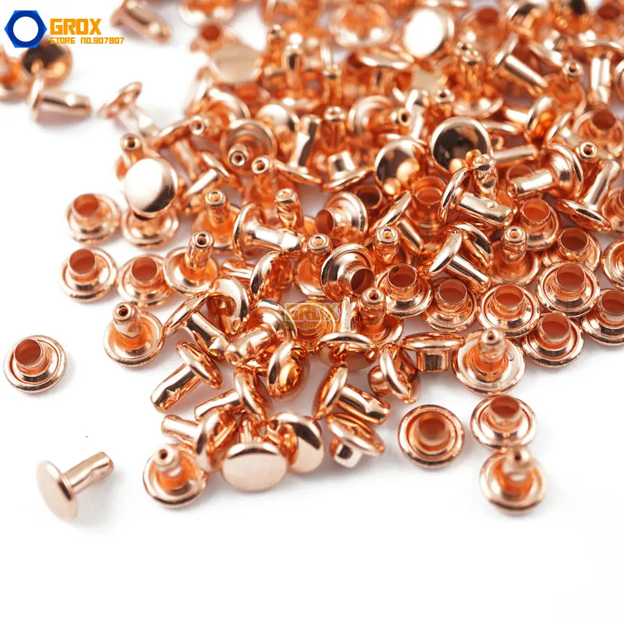 400 set 7*6mm Rose Gold Double Cap Round Rapid Rivet Punk Rock Leathercraft Rivet