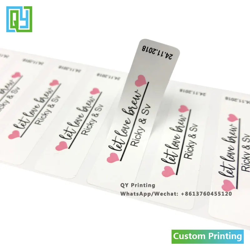 1000pcs 60X15mm free shipping custom printing rectangle shape labels glossy lamination stickers label