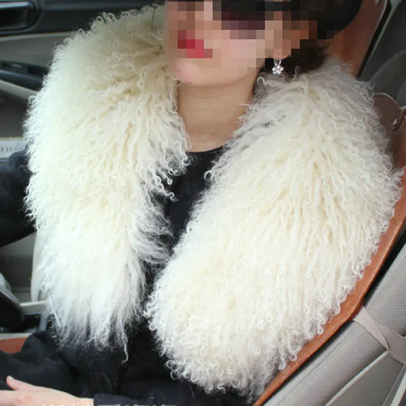 Free shipping winter fashion scarf women Tan sheep wool large collar shawl.Really raccoon fur collar  fox fur scarf