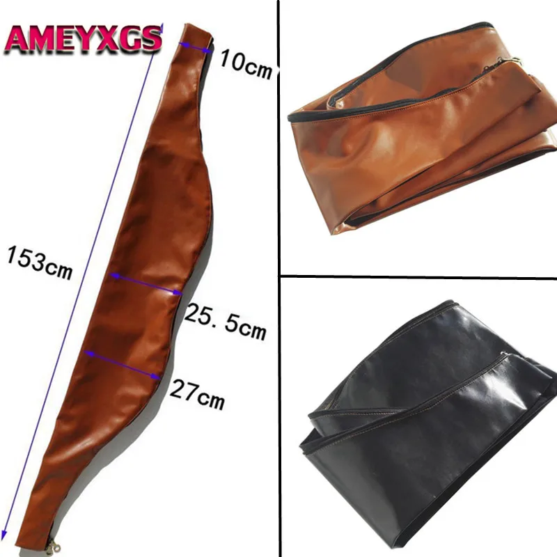 

1Pc Archery Bow Bag Case Cover Soft Leather Waterproof Leather Recurve Traditional Longbow Bags For Hunting Shooting Accessories