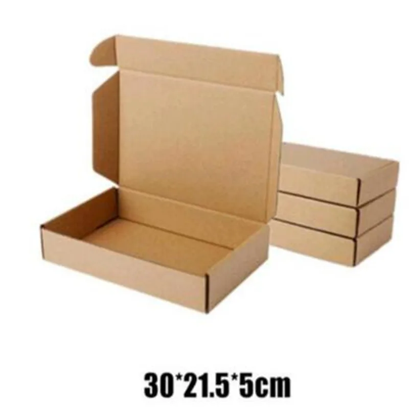 10pcs/lot 30*21.5*5cm Brown Kraft Cardboard Boxes Business Express Shopping Delivery Packaging Paper Package Mailing Box