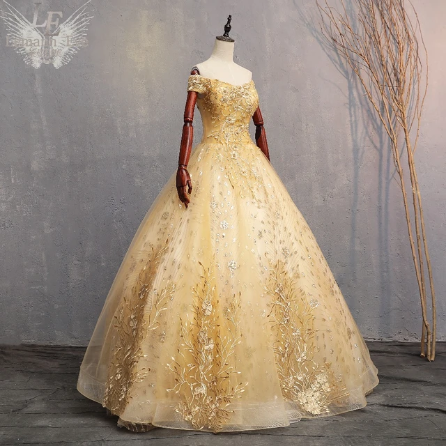 Real Golden Floral Vine Embroidery Ball Gown Medieval Renaissance Gown Sissi Princess Dress Victorian marie Antoinette Belle Cosplay Costumes AliExpress