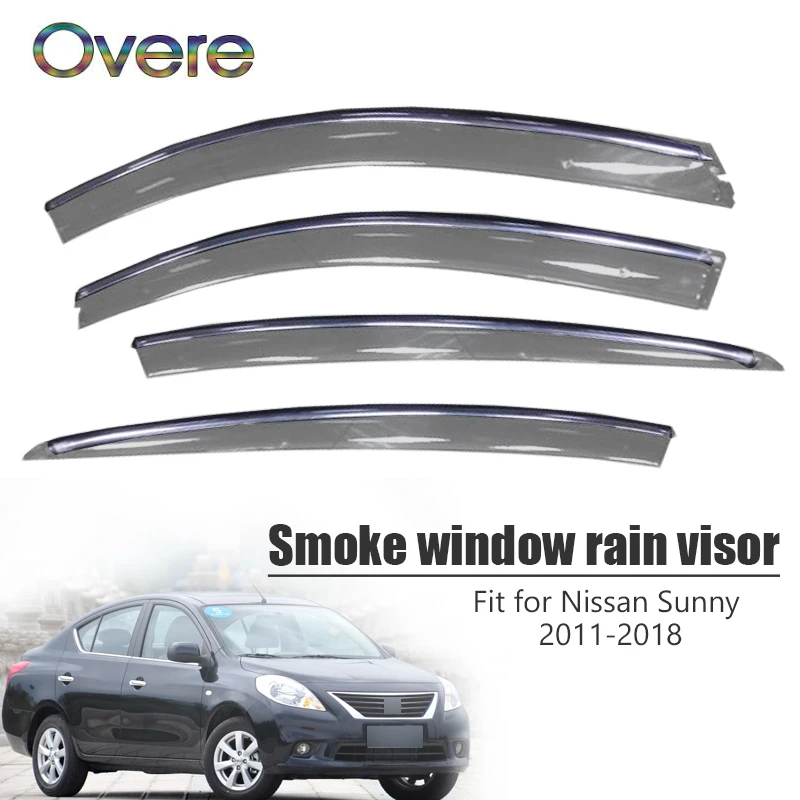 

OVERE NEW 1Set Smoke Window Rain Visor For Nissan Sunny N17 2011 2012 2013 2014 2015 2016 2017 2018 Deflectors Accessories