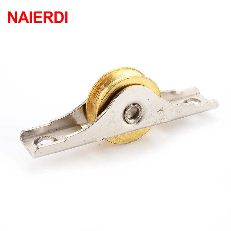 NAIERDI 4PCS Sliding Door Roller Cabinet Copper Caster Wheel Pulley Runners For Wardrobe Window Furniture Hardware