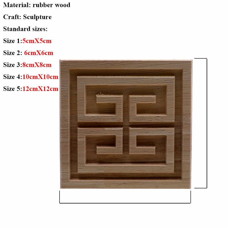 VZLX Square Wood Applique Carved Decal Corner Onlay Unpainted Furniture For Vintage Home Decor Door Cabinet Decoration Maison