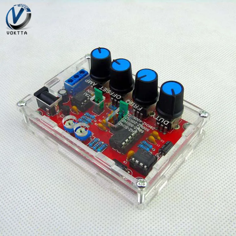 ICL8038 Signal Generator DIY Kit 5Hz-400kHz Adjustable Frequency Pluse Square Waveform Generator with Acrylic Cover Case Protect