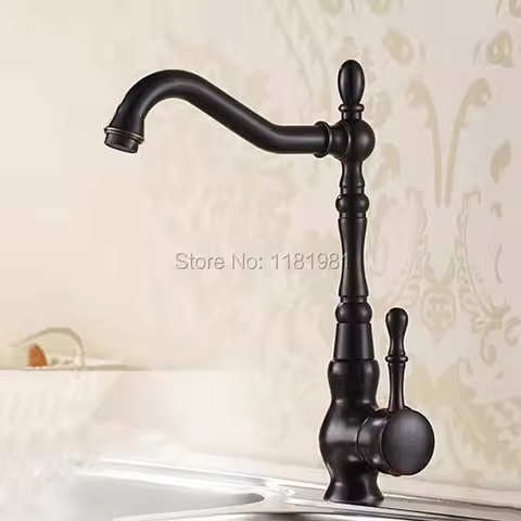 Kitchen Faucet Black Bronze Finish Deck Mounted Kitchen Faucets Torneira Handle Swivel Sink Lavatory Faucets Mixers &amp; Taps B309