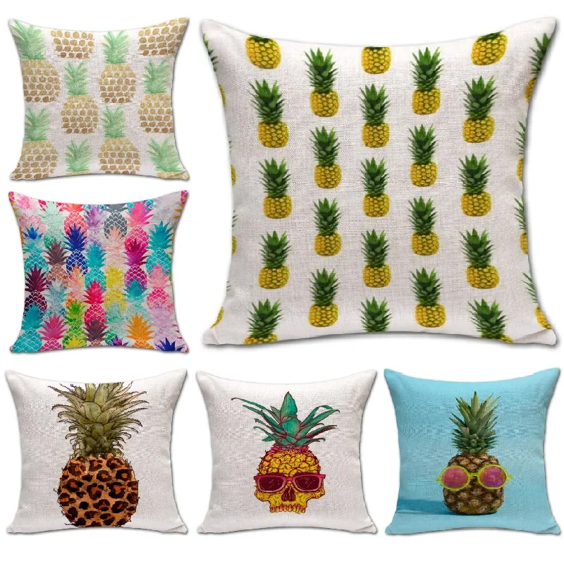 Cushion Cover Ananas Pineapple Printed Linen Pillow Case Case Home Decoration Car Sofa Decorative Pillowcase almofadas