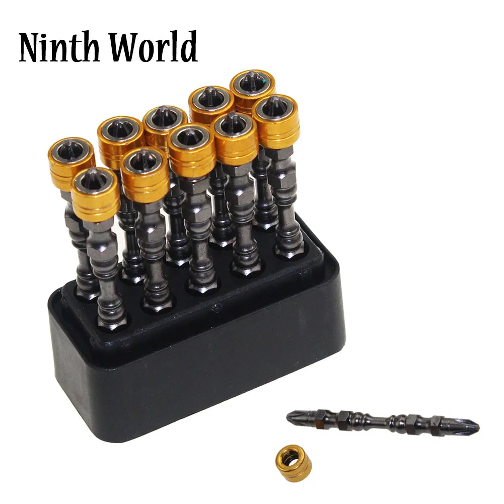 10 Buah 65Mm Obeng Magnet Bit Eternit Drywall Obeng Bit Ph2 Phillips Sekrup Driver Bit 1/4 "Hex Shank Depth Stop