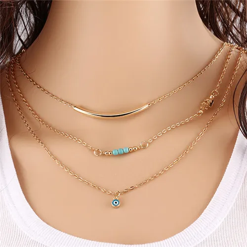 Hot Fashion Gold Color Multilayer Coin Tassels Lariat Bar Necklaces Beads Choker Feather Pendants Necklaces For Women Bijoux