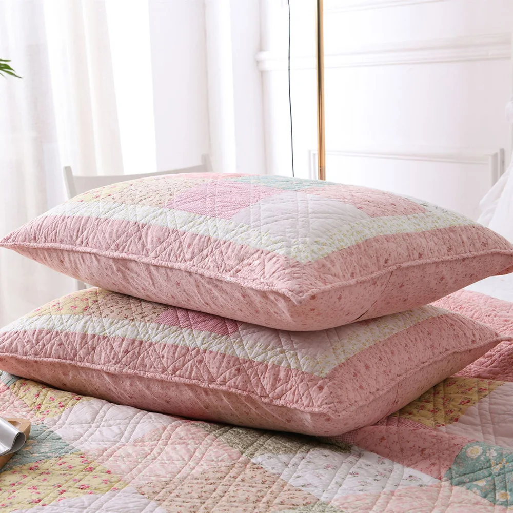 CHAUSUB Cotton Quilt Set Patchwork 3PCS Bedspread on the Bed Korean Coverlet Quilted Bed Cover Queen Size Double Blanket on Bed