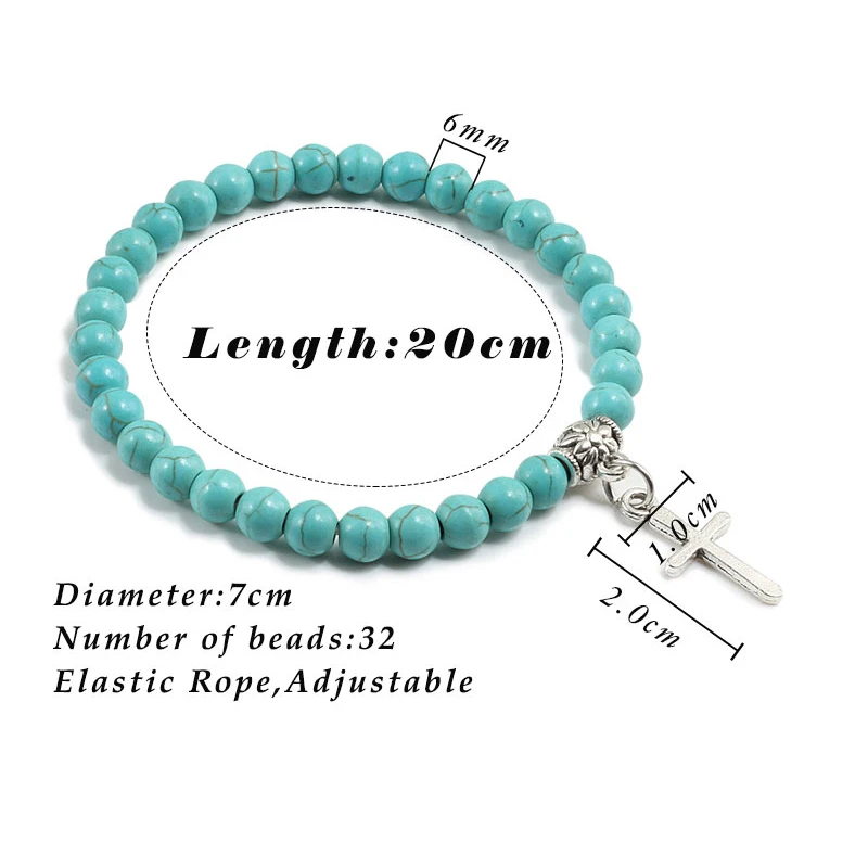 Trendy Men Natural Stone Bracelet Charm Matte Black Cross Beaded Bracelets&Bangles Women Yoga Strand Chain Couple Jewelry Gifts