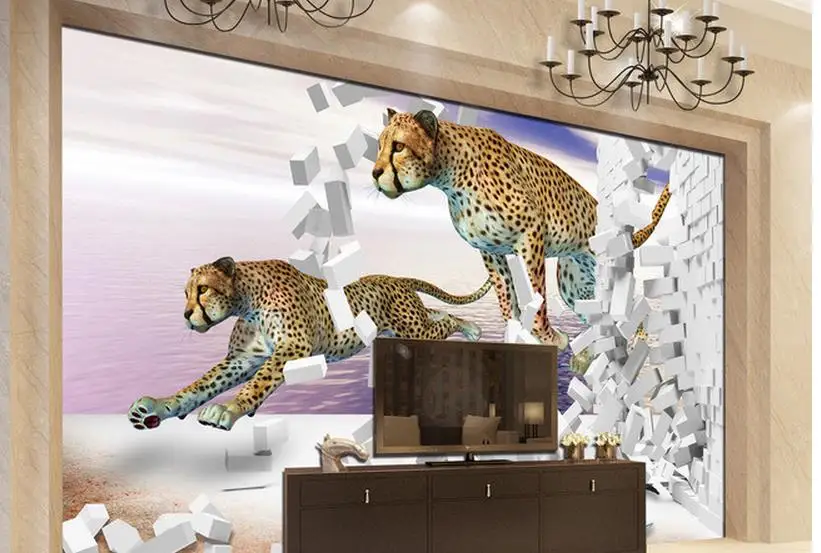 custom 3d wallpaper Leopard Brick Wall Decorative Backdrop Wall living 3d wallpaper custom photo wallpaper 3d