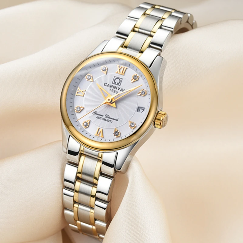 Carnival Women Watches Top Luxury Brand Ladies Automatic Mechanical Watch Women Sapphire Waterproof Relogio Feminino Reloj Mujer