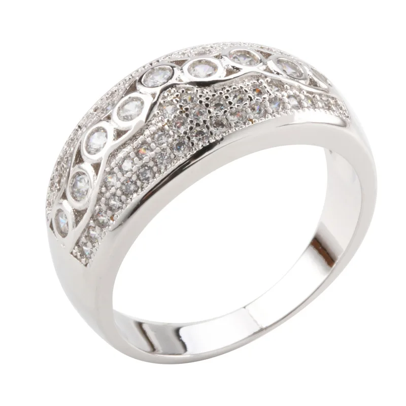 Buyee 925 Sterling Silver Big Ring Finger White Zircon Ring for Woman Man Fashion Luxury Wedding Party Fine Jewelry Circle