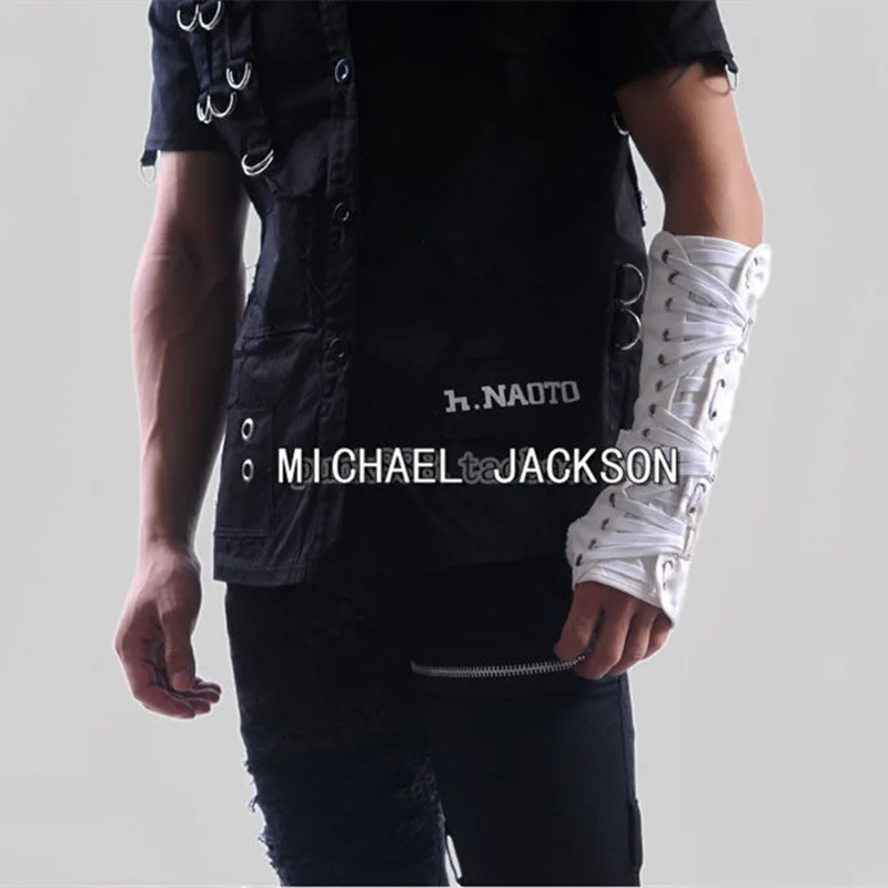 Rare Michael Punk Armbrace BAD Jam Black White Cotton Glove For Fans Punk For Performance Party Show Imitation