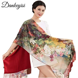 DANKEYISI Brand Foulard Femme Hijab Bandana Scarf Women Long Tassel Floural Print Scarf Winter Shawl  Scarves Female Plaid Scarf