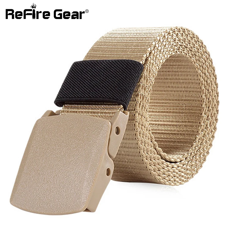 ReFire Gear Military Tactical Nylon Belt Men Army Combat Heavy Duty Adjustable Belt Male Casual Automatic Plastic Buckle Belts