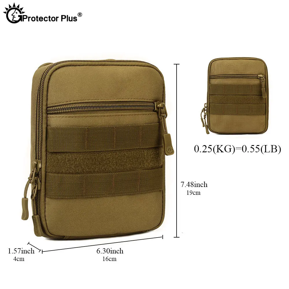 PROTECTOR PLUS Molle Tactical Pouch 6 inches mobile phone Bag Hunting Sport Outdoor Hiking Travel Waist bag Nylon Portable