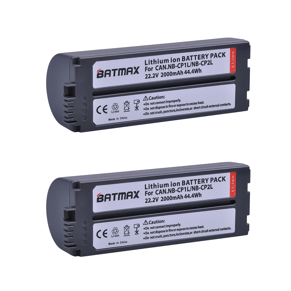 2Pcs 2000mAh NB CP2L NB-CP2L Battery + Charger Adapter for Canon NB-CP1L CP2L SELPHY CP100 CP200 CP220 CP300 CP330 CP400 CP1300