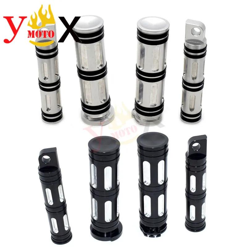 Motorcycle CNC Edge Cut Footpeg Foot Rest + 25MM Handlebar Hand Grips For Harley Softail Touring Sportster XL Street XG 750 500