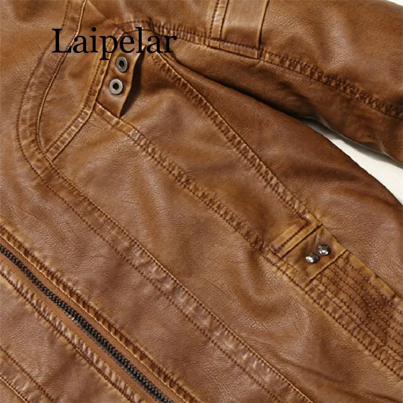 Laipelar Mens Leather Jackets High Quality Classic Motorcycle Bike Cowboy Jacket Male Plus Velvet Thick Coats Brand Clothing