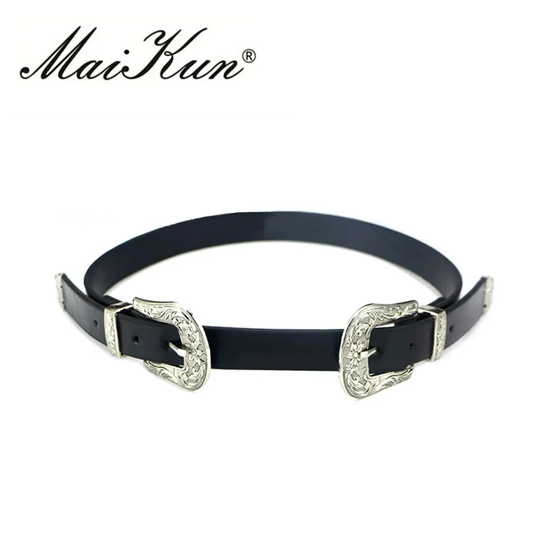 Maikun Double Keeper Wide Belts for Women Belt Brand Designer Luxury Vintage Jeans Belt Metal Pin Buckle