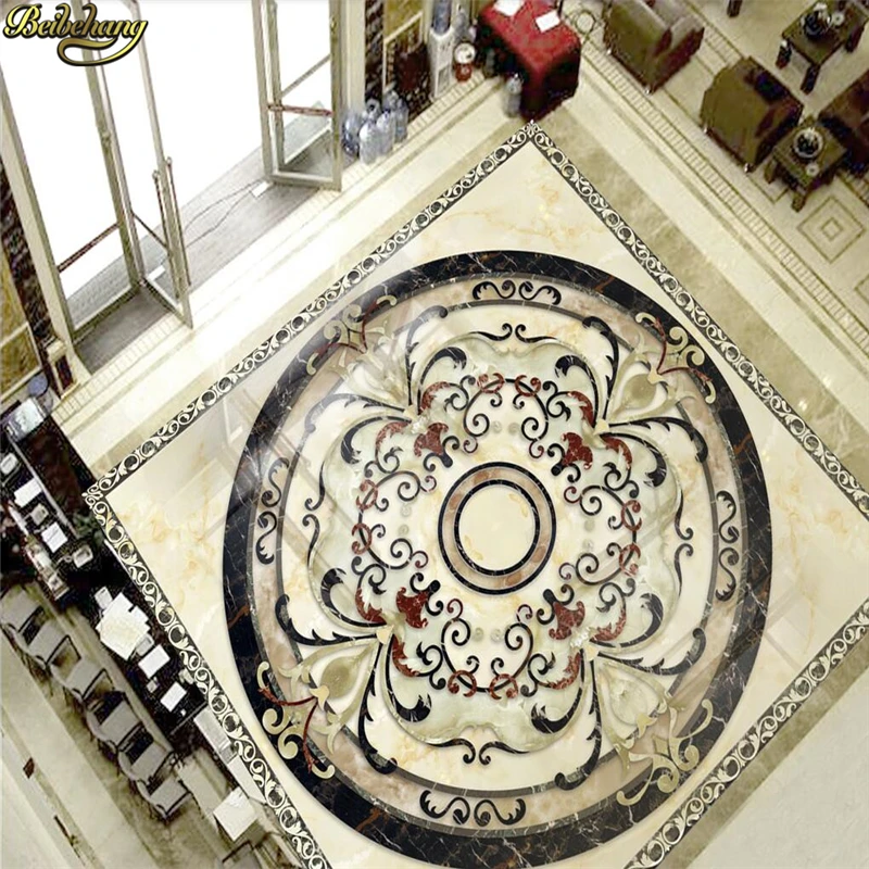 beibehang Custom photo floor painting wallpaper high temperature burn continental marble PVC self adhesive floor papel de parede