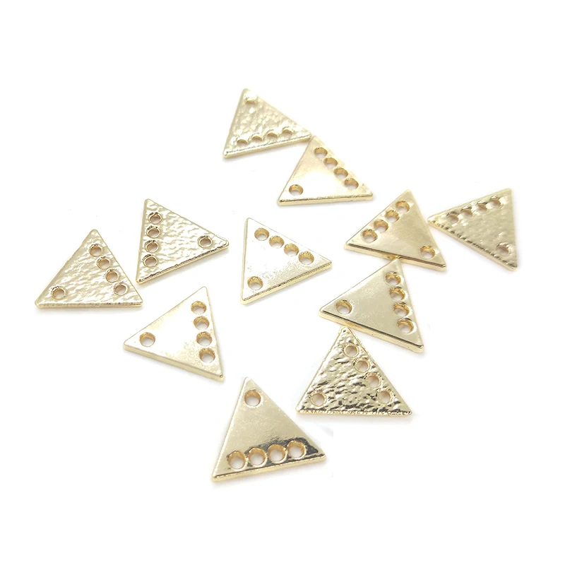 New 15mm 10pcs Triangle Connector Zinc Alloy Plating Gold Earrings Porous Connector Charms Pendant for DIY Jewelry Accessories