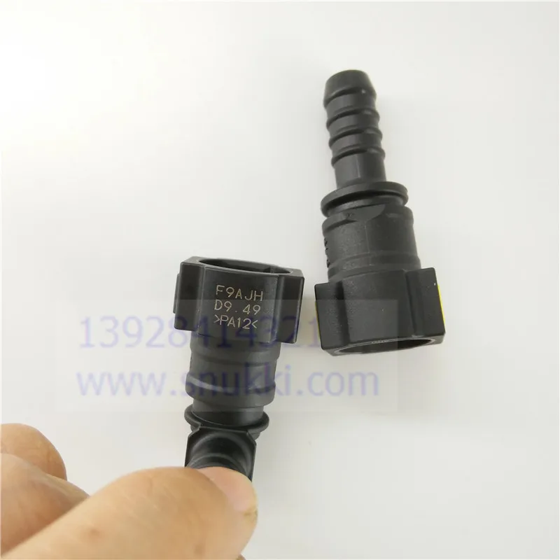 high quality 9.49mm 180 90 degree SAE 3/8 gasoline filter plastic fittings Fuel line quick connector with double clip 2pcs a lot