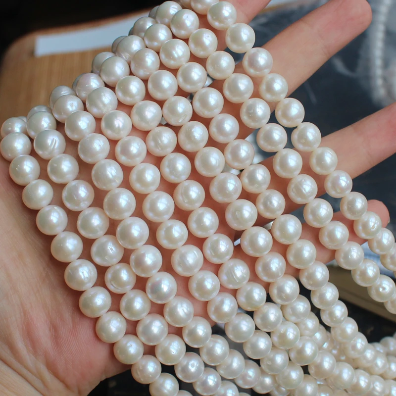 10mm White Natural FreshWater Pearl Round Loose Beads 15