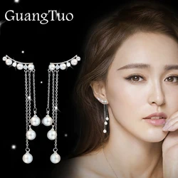 New Fashion Hyperbole Temperament  Elegant Long Drop Earrings for Women Female Tassel Simulated Pearl Pendant Ear Jewelry