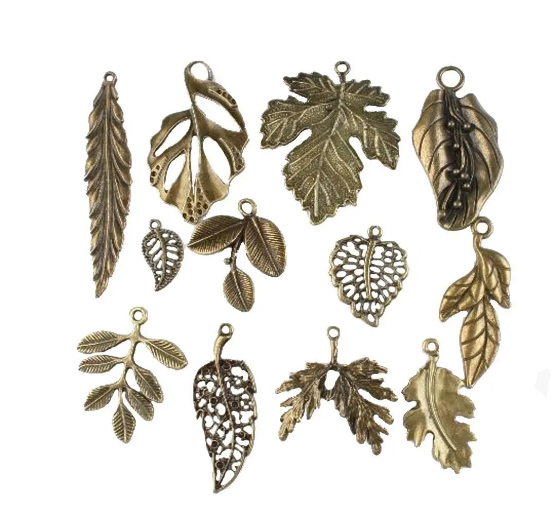 

200pcs Vintage Bronze Mixed Tree Leaf Theme Tone Alloy Charms Finding Fit DIY Jewelry Making