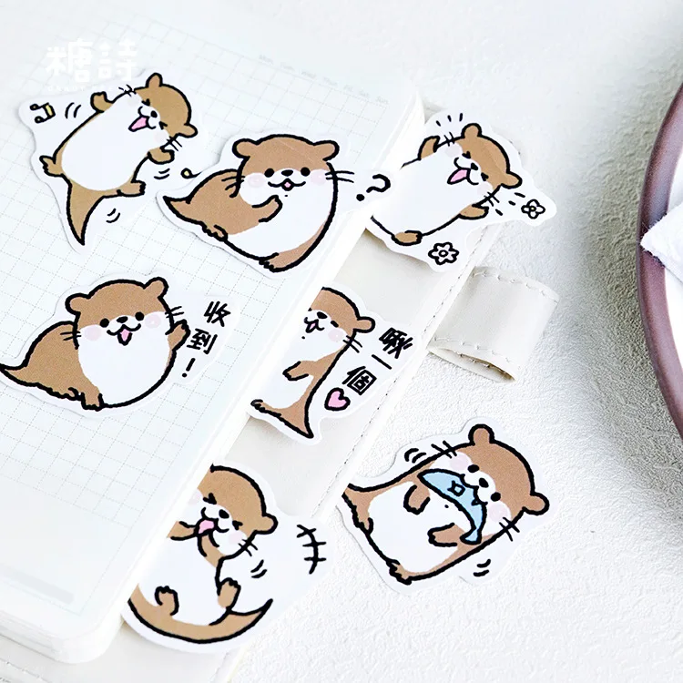 45pcs/pack Naughty Otter Adhesive Diy Sticker Stick Label Notebook Album Diary Decor Student Stationery Kids Gift