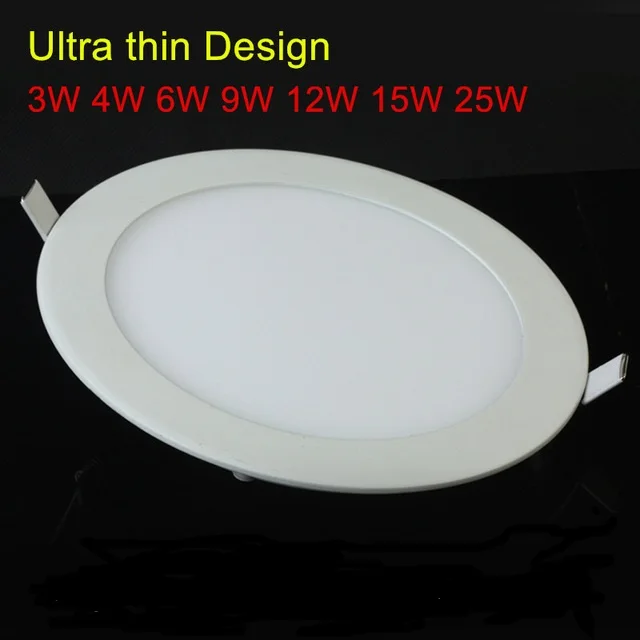 

3W 4W 6W 9W 12W 15W 25W Ultra thin LED Panel Light Recessed LED Ceiling Downlight 85-265V Warm/Cold White indoor light,1 piece