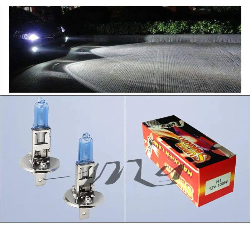 10pcs H1 100W 12V Halogen Bulb Super Xenon White Fog Lights High Power Car Headlight Lamp Car Light Source parking auto