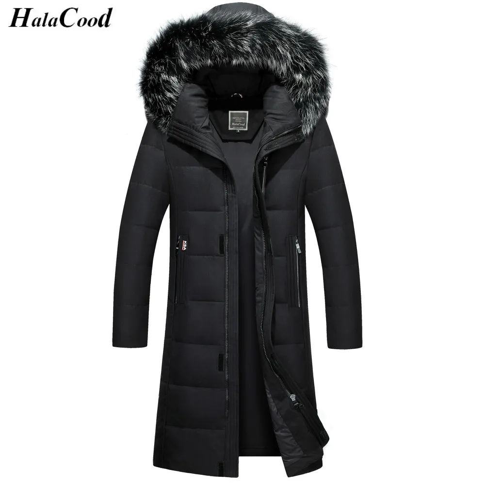 

Hot Long Coat Big Genuine Fur Hood Duck Down Jackets Men Warm High Quality Down Coats Mens Casual Winter Outerwear Down Parkas