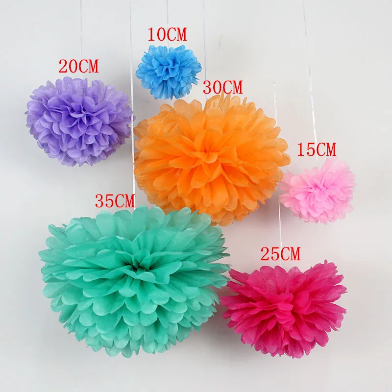 5pieces/lot 4inch(10cm) Wedding Decor Tissue Paper Pom Poms Paper Flower Ball PomPom Home Party Decoration Choose Your Colors